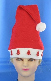 GORRO DE NAVIDAD LUMINOSO CON ÁRBOL ROJO (12 uds.)