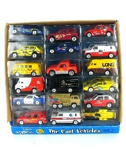 Coches de metal de juguete en expositor (36 uds.)