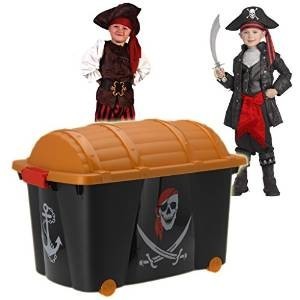 Gran baúl de juguetes pirata | 60L con ruedas