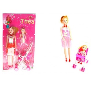 SET DE MU&Ntilde;ECAS: MADRE, HIJA Y COCHECITO EN CART&Oacute;N (10 uds.)
