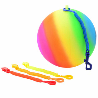 PELOTA ARCOÍRIS CON CORDÓN / PELOTA BUNGEE Ø23 Cm (36 uds)