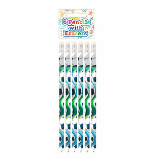 Set de L&aacute;pices y Gomas F&uacute;tbol (6 piezas) - Expositor (24 sets)
