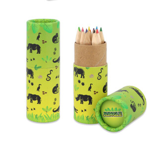 12 Lápices de Colores en Tubo: Modelo Animales de la Selva - Expositor (20 uds.)